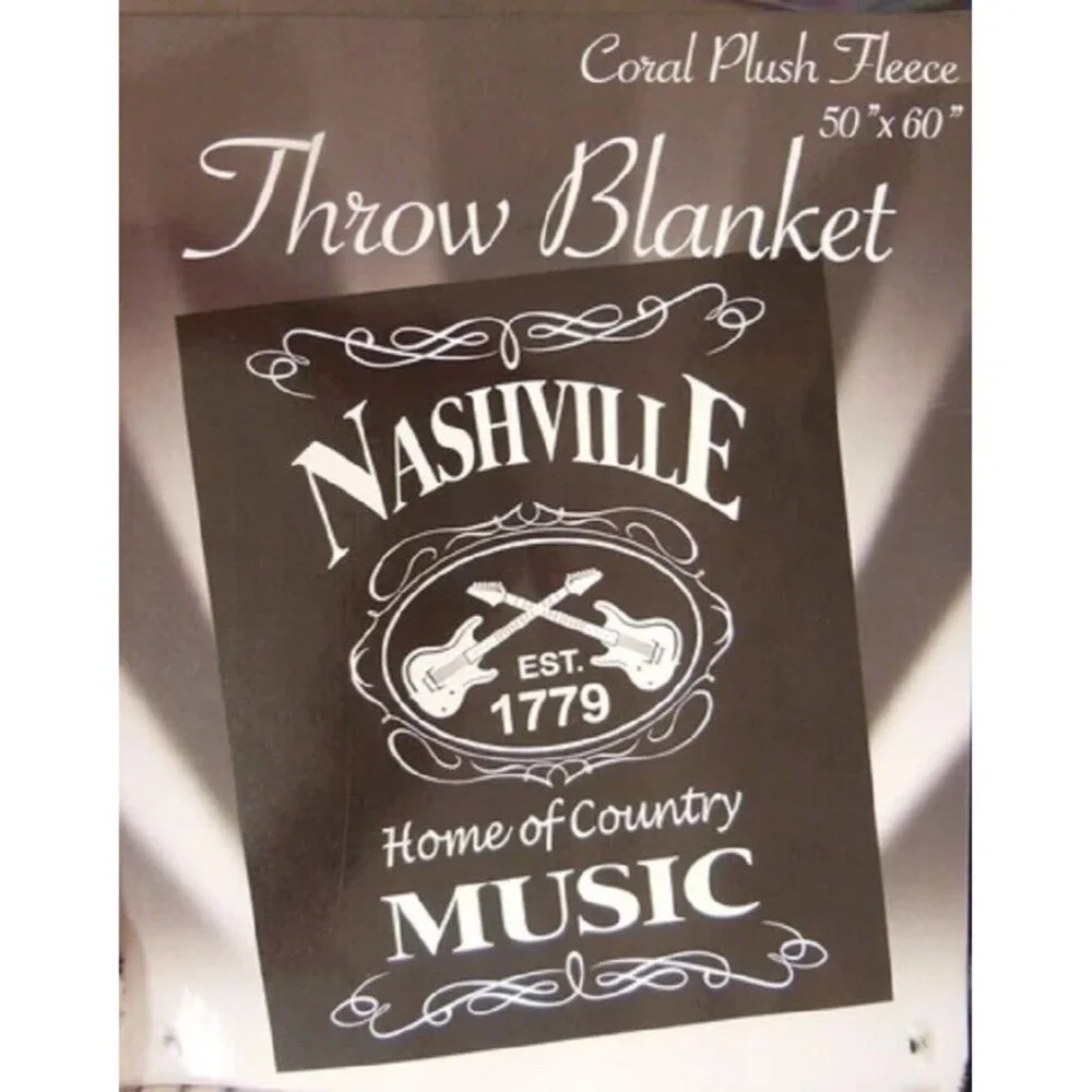 New Nashville Tennessee Plush Fleece Throw Gift Blanket Country Music Home City - Picture 2 of 2
